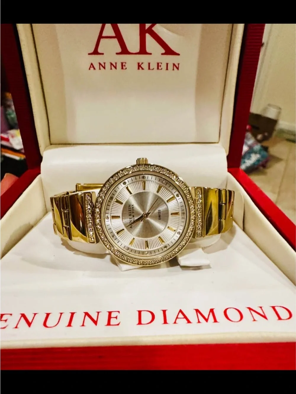 New in box Anne Klein Gold Diamond Watch